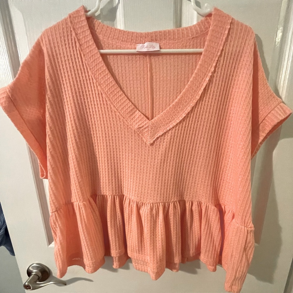 Pink Lily Peplum Top